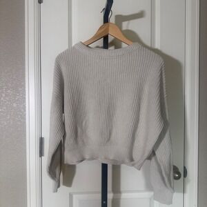 Brandy Melville Ribbed Knit Oversized Sweater Cream Beige Womens One Size
